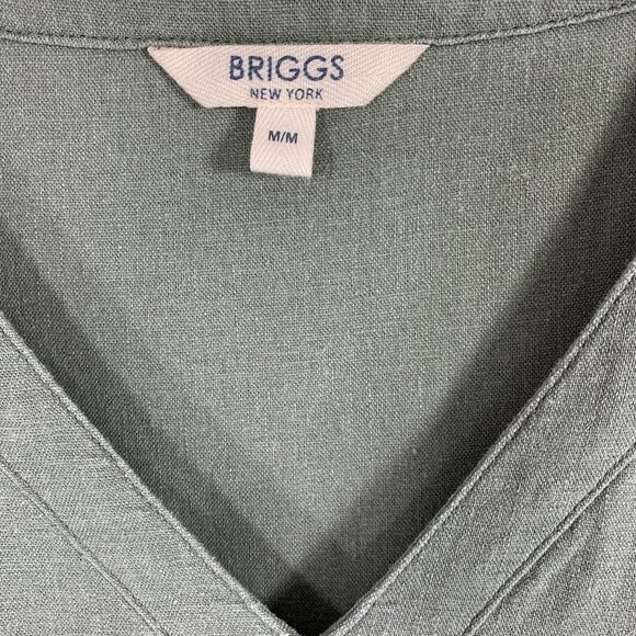 khaki /olive linen blend tunic dress pull on Briggs New York size medium - Picture 2 of 14